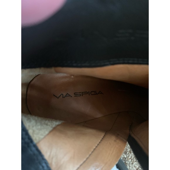 Via Spiga Black Leather  Side Zip 3.5 in. Heel Bootie Women's Size 9.5 - Picture 5 of 8